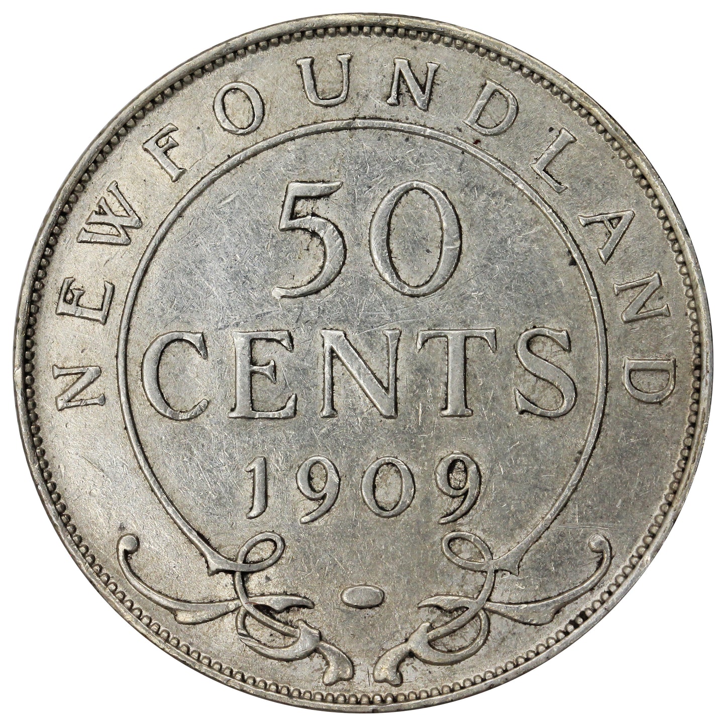 1909 Newfoundland 50-cents Extra Fine (EF40) $