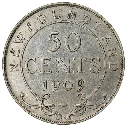 1909 Newfoundland 50-cents Extra Fine (EF40) $