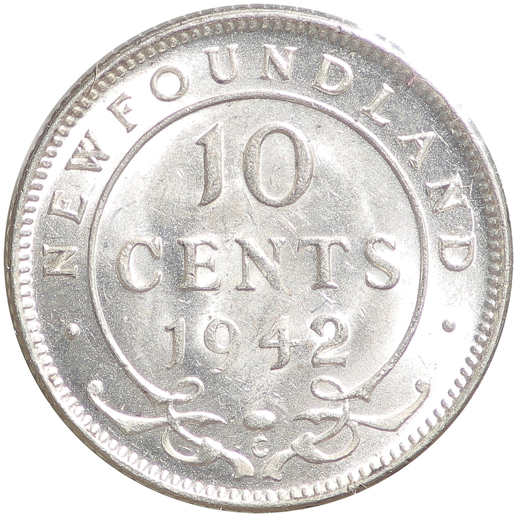 1942C Newfoundland 10-cent Uncirculated (MS60) $