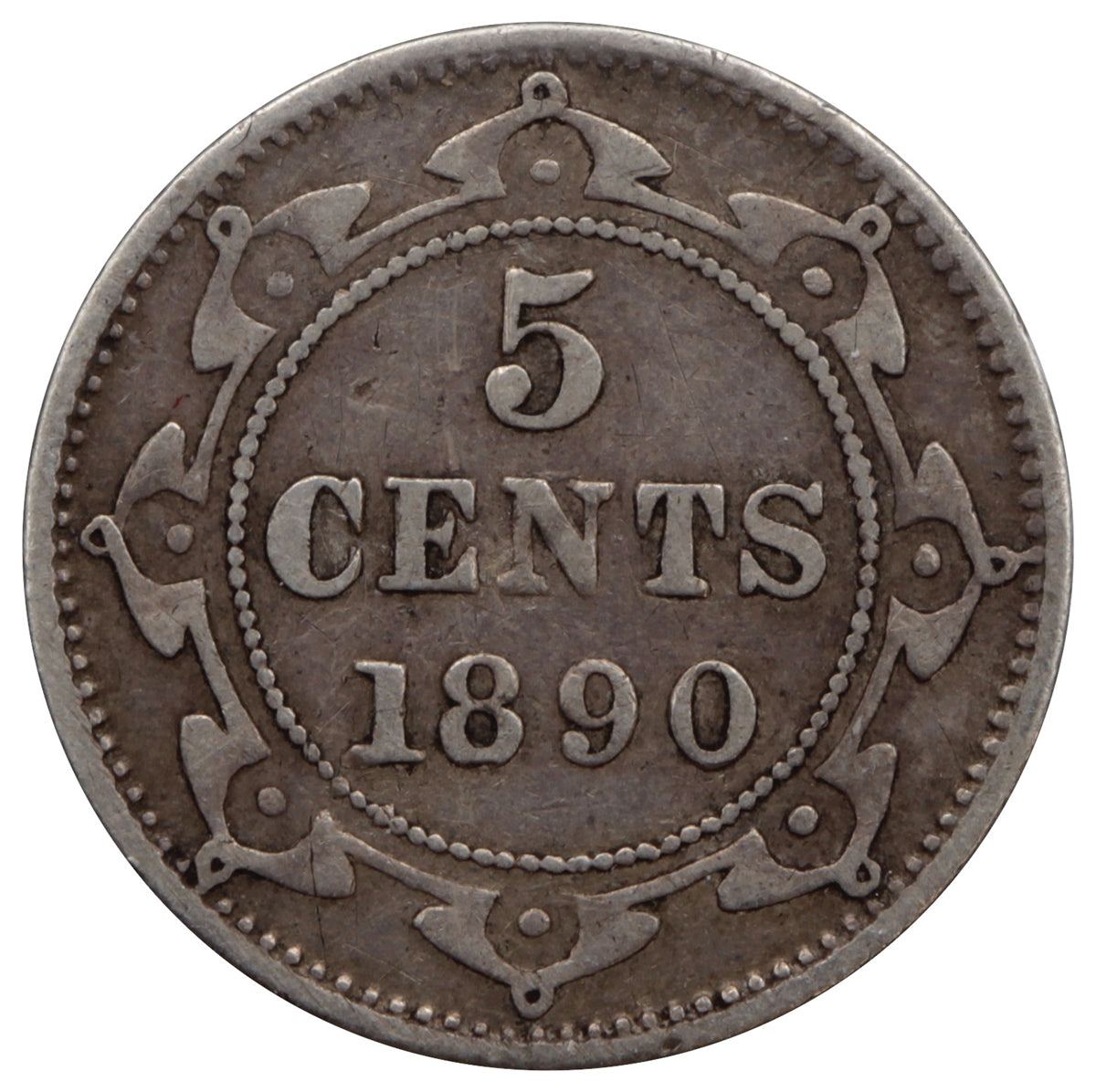 1890 Newfoundland 5-cents Very Fine (VF20) $