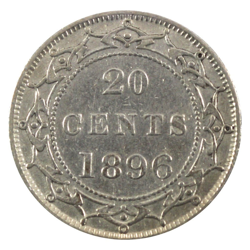 1896 Large 96 Obv. 1 Newfoundland 20-cents Extra Fine (EF40) $