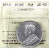 1918C Newfoundland 50-cents ICCS Certified AU50