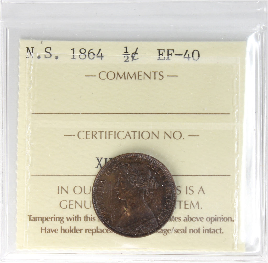 1864 Nova Scotia Half Cent ICCS Certified EF40