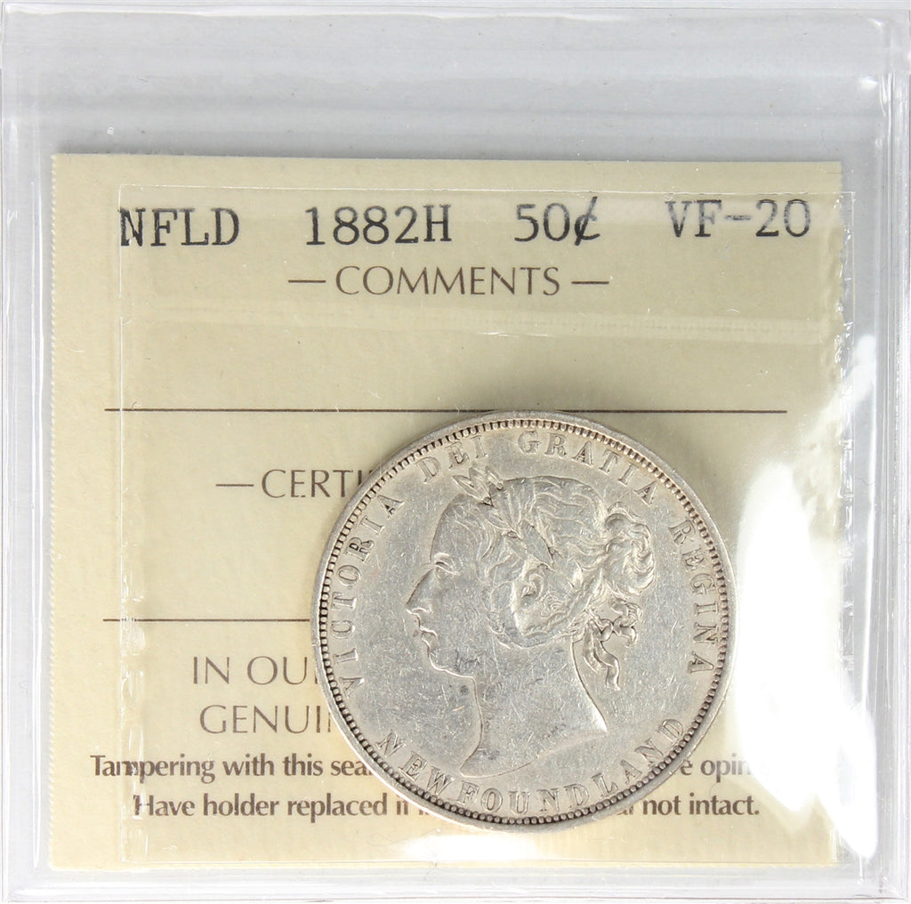 1882H Newfoundland 50-cents ICCS Certified VF20