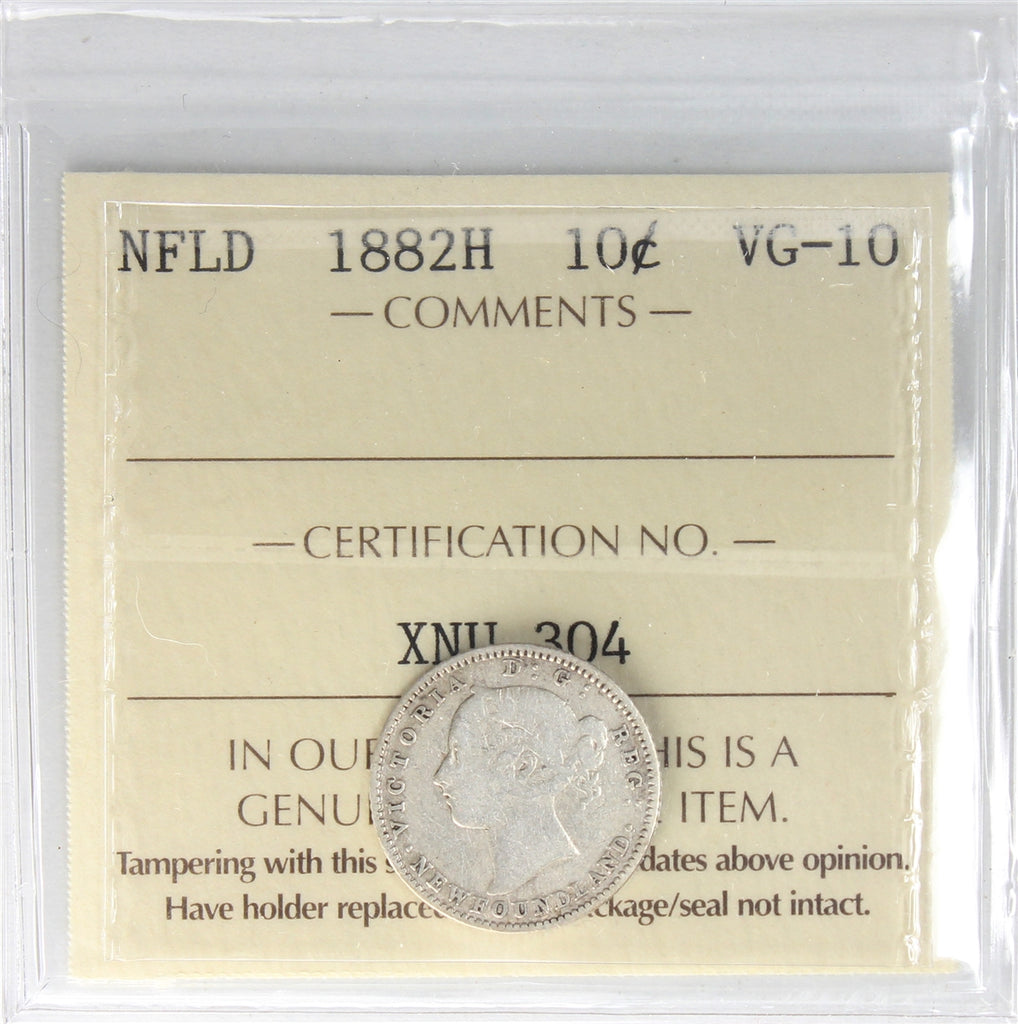 1882H Newfoundland 10-cents ICCS Certified VG10