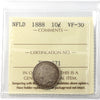 1888 Newfoundland 10-cents ICCS Certified VF-30