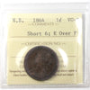 1864 Short 6; E Over F New Brunswick 1-cent ICCS Certified VG8