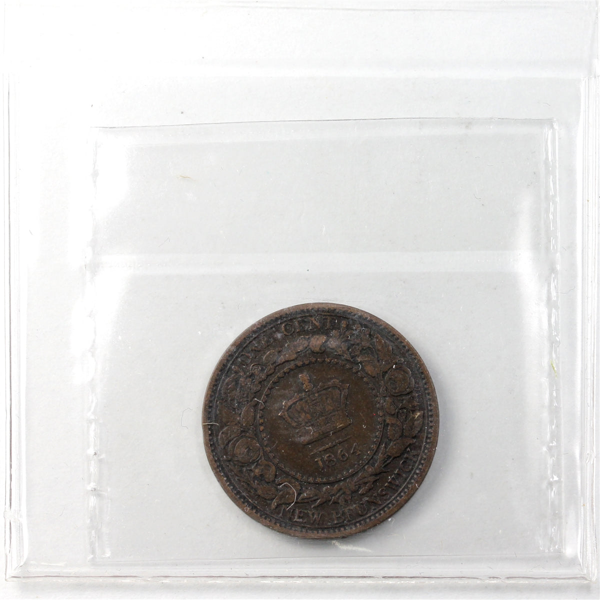 1864 Short 6; E Over F New Brunswick 1-cent ICCS Certified VG8