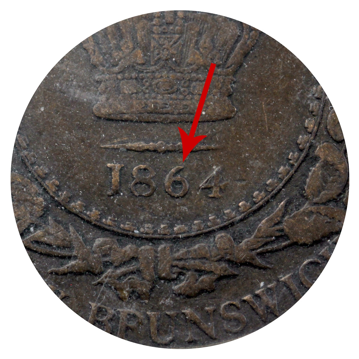 1864 Short 6; E Over F New Brunswick 1-cent ICCS Certified VG8