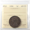 1896 Newfoundland 1-cent ICCS Certified AU55