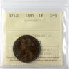 1885 Newfoundland 1-cent ICCS Certified G6