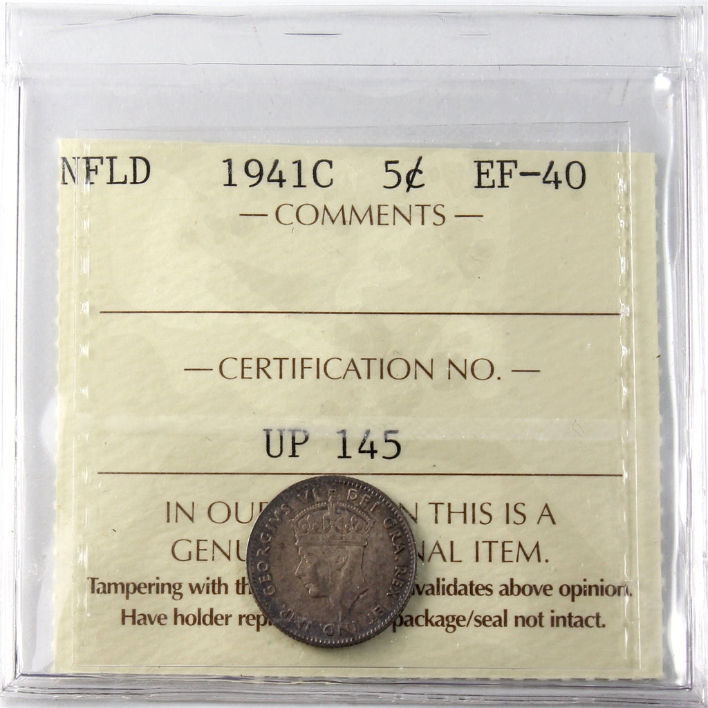 1941C Newfoundland 5-cents ICCS Certified EF40