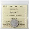 1894 Obv. 3 Newfoundland 10-cents ICCS Certified G6