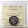 1865 Newfoundland 20-cents ICCS Certified F12