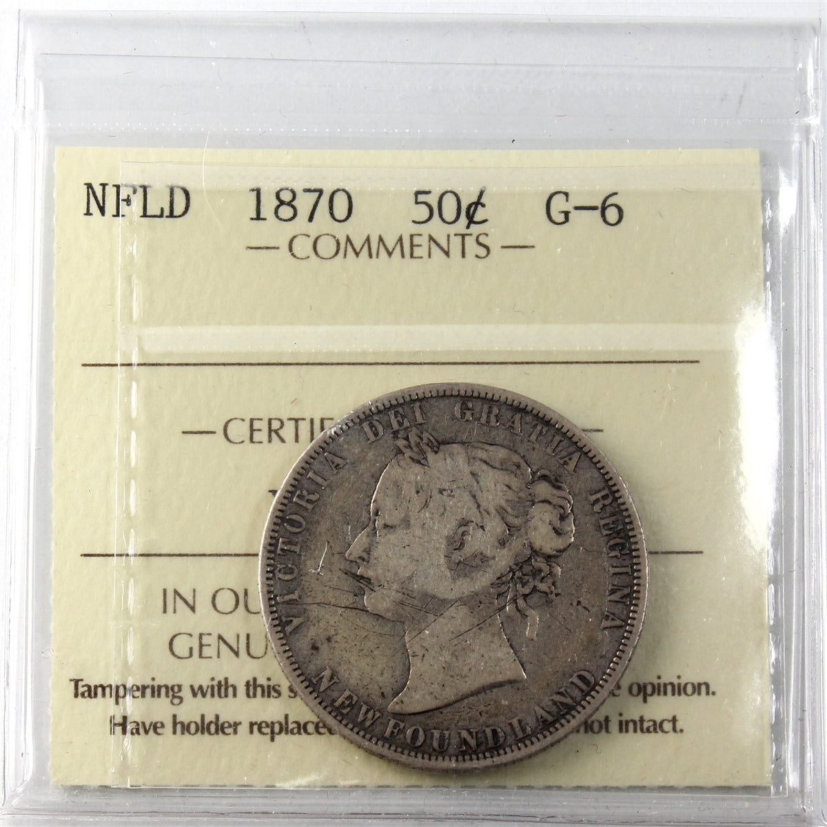 1870 Newfoundland 50-cents ICCS Certified G6
