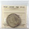 1876H Newfoundland 50-cents ICCS Certified F12