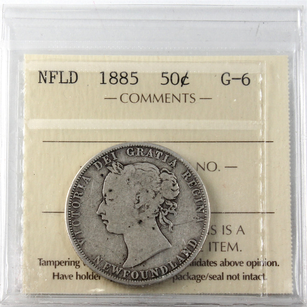 1885 Newfoundland 50-cents ICCS Certified G6