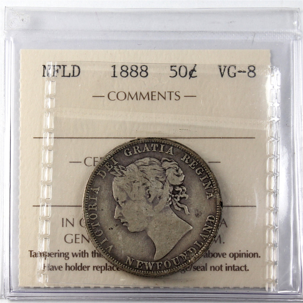 1888 Newfoundland 50-cents ICCS Certified VG8