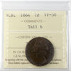 1864 Tall 6 New Brunswick 1-cents ICCS Certified VF30