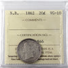 1862 New Brunswick 20-cents ICCS Certified VG10