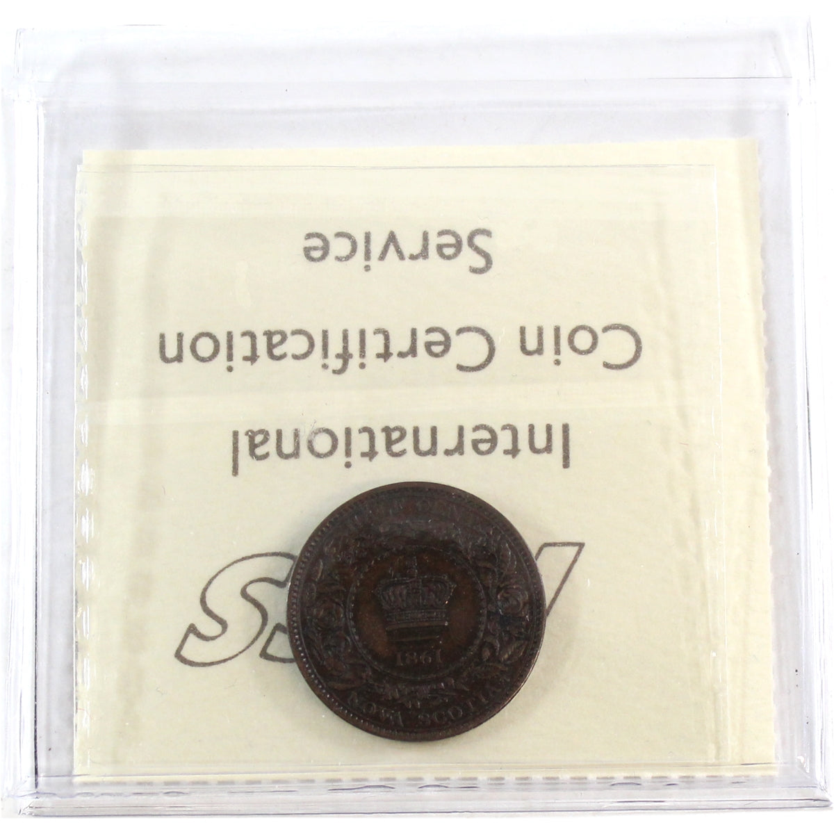 1861 Nova Scotia 1/2 Cent ICCS Certified AU50