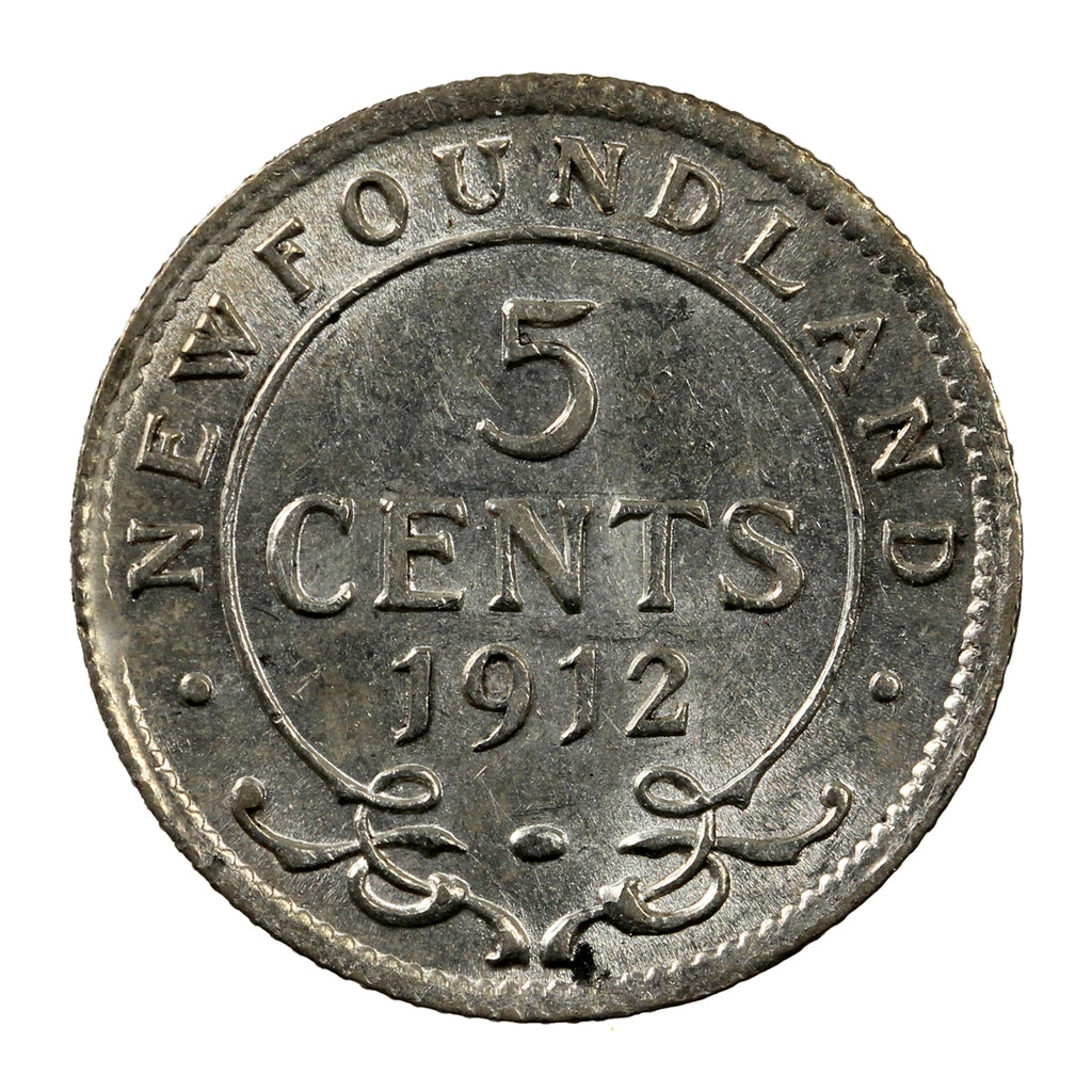 1912 Newfoundland 5-cents Almost Uncirculated (AU50)