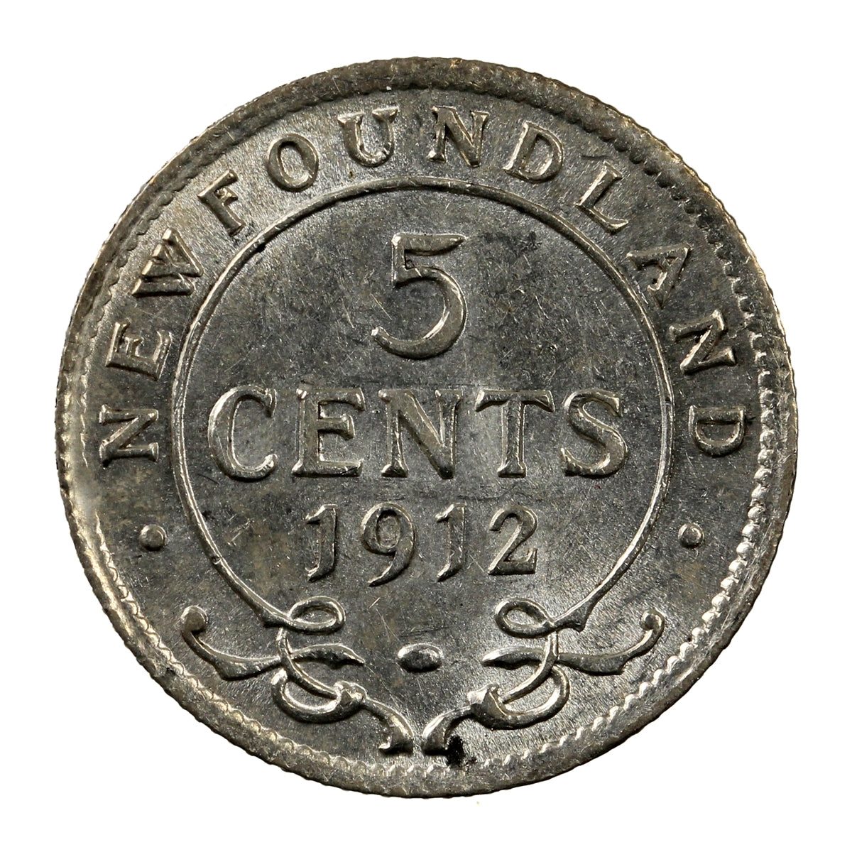1912 Newfoundland 5-cents Almost Uncirculated (AU50)