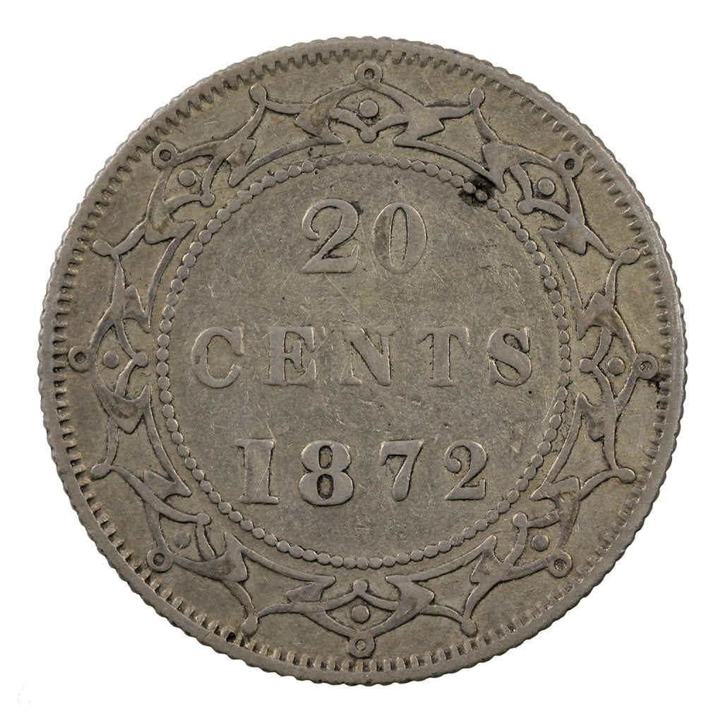 1872H Newfoundland 20-cents Very Fine (VF20) $