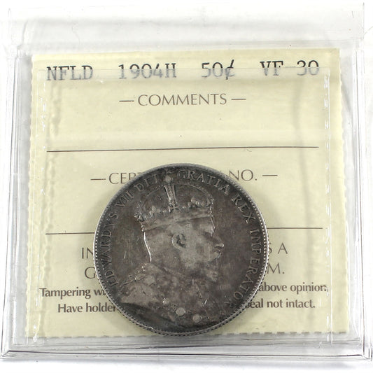 1904H Newfoundland 50-cents ICCS Certified VF30