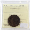 1861 New Brunswick 1-cent ICCS Certified AU50