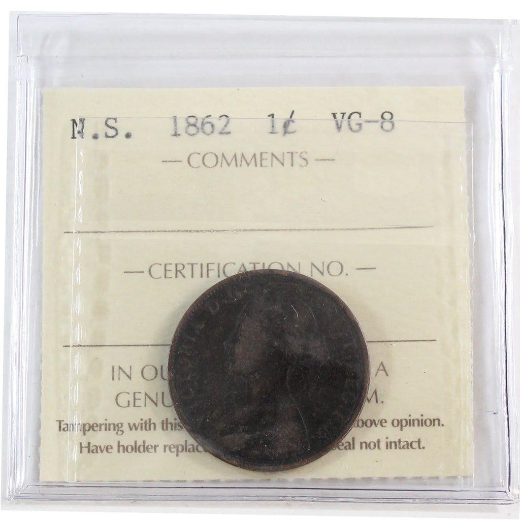 1862 Nova Scotia 1-cent ICCS Certified VG8