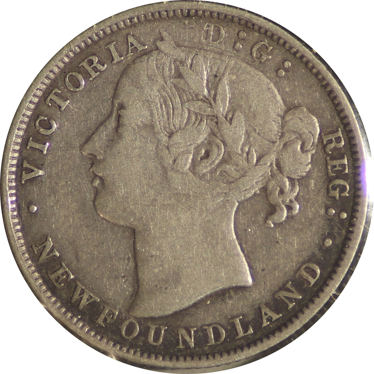 1865 Newfoundland 20-cents Very Fine (VF20)