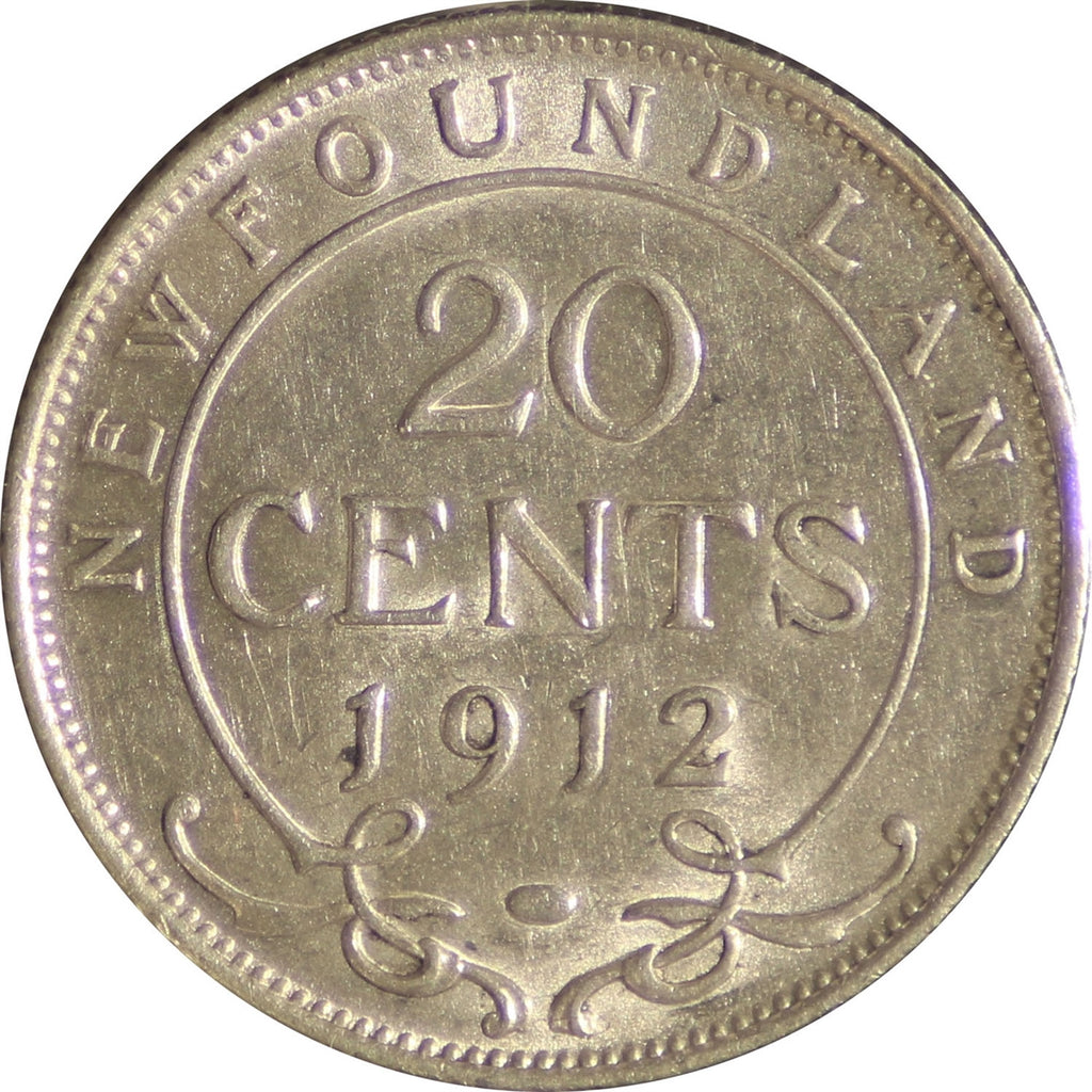 1912 Newfoundland 20-cents EF-AU (EF-45) $