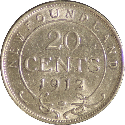 1912 Newfoundland 20-cents EF-AU (EF-45) $