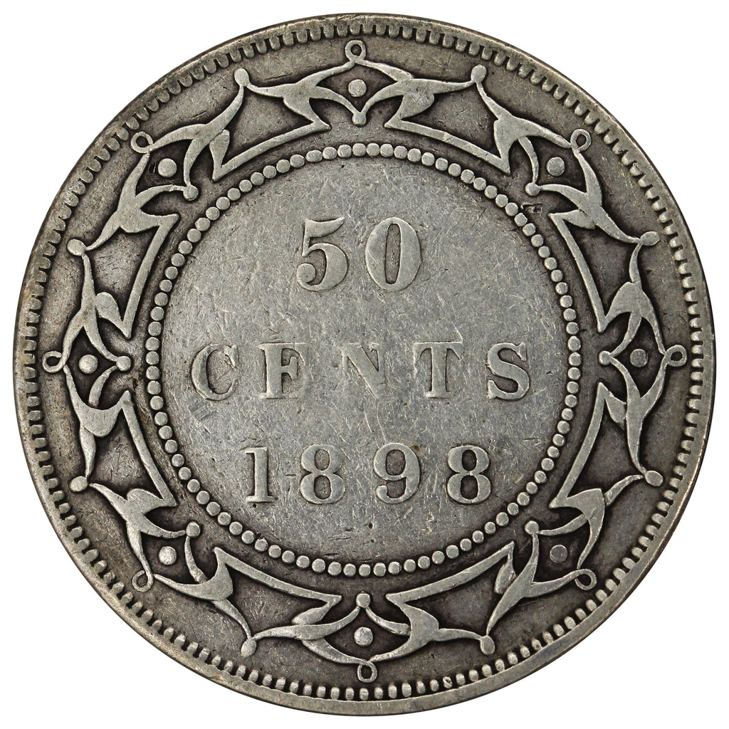 1898 Obv. 1 Small W Newfoundland 50-cents VG-F (VG10)$