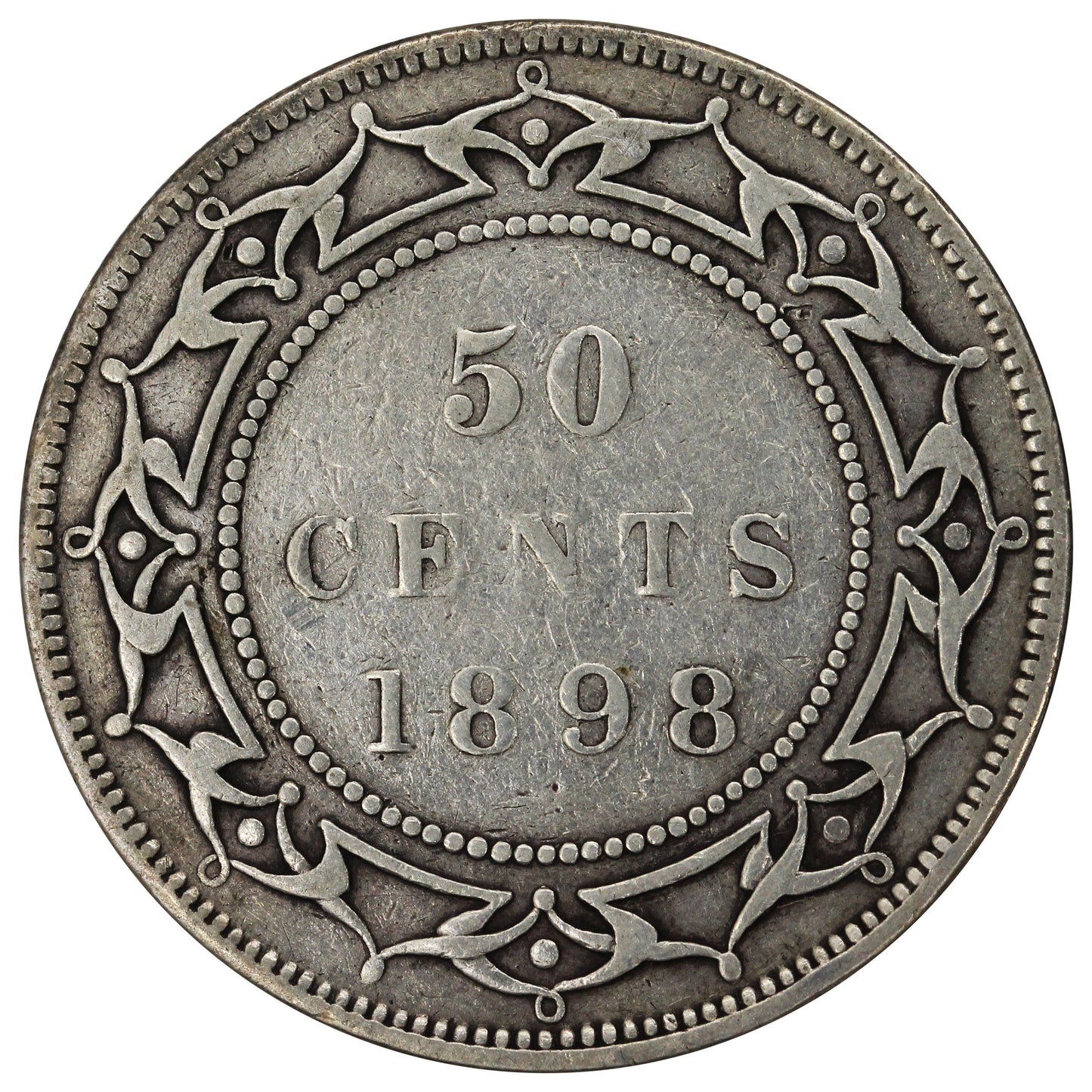 1898 Obv. 1 Small W Newfoundland 50-cents VG-F (VG10)$