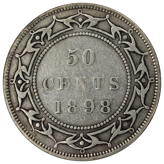 1898 Obv. 1 Small W Newfoundland 50-cents VG-F (VG10)$