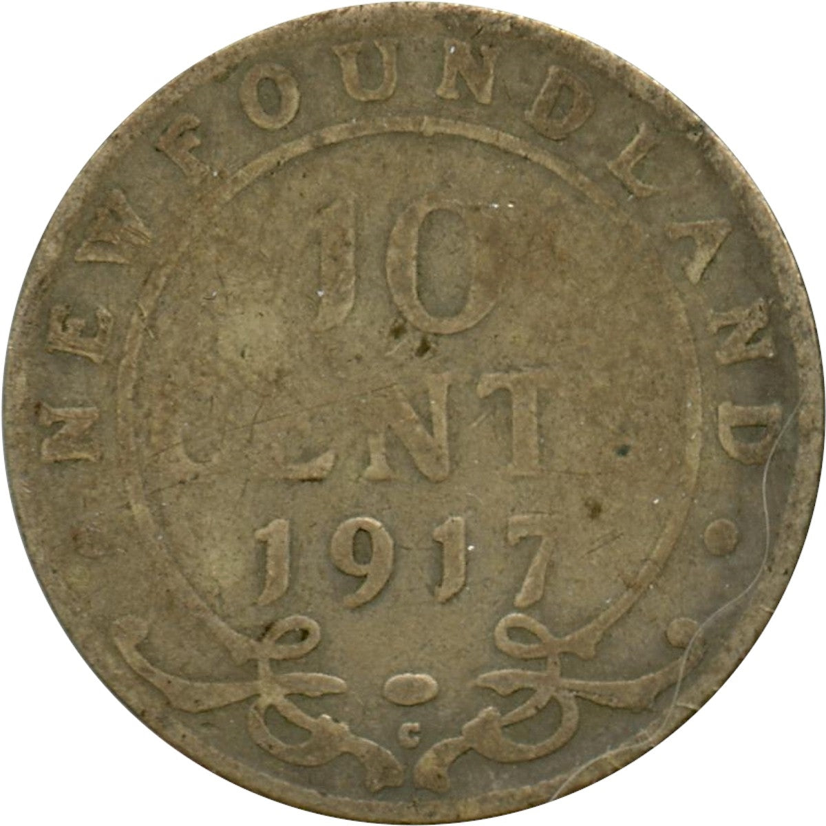 1917C Newfoundland 10-cents About Good (AG3)
