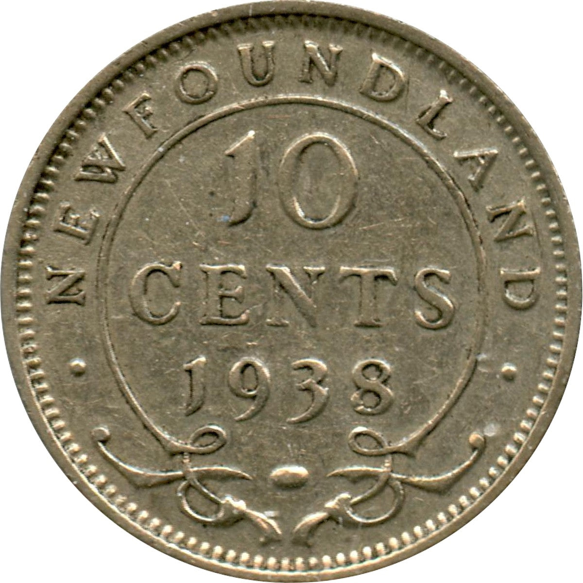 1938 Newfoundland 10-cents VF-EF (VF-30)