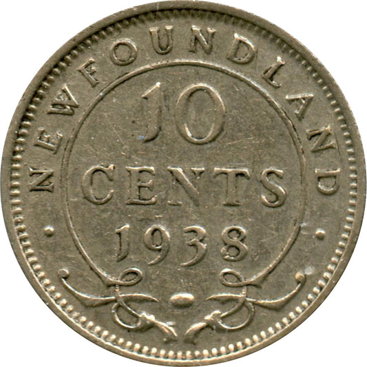 1938 Newfoundland 10-cents VF-EF (VF-30)