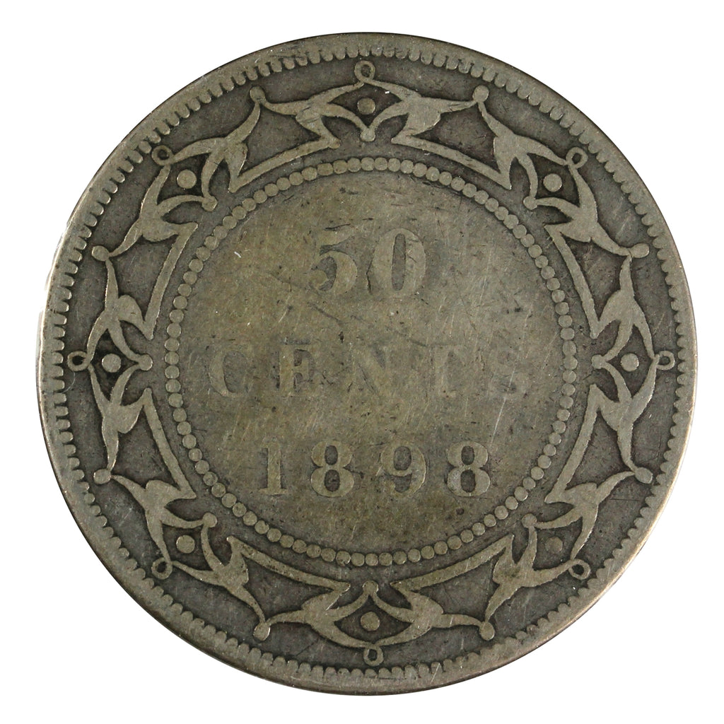1898 Obv. 2 Small W Newfoundland 50-cents Good (G4)