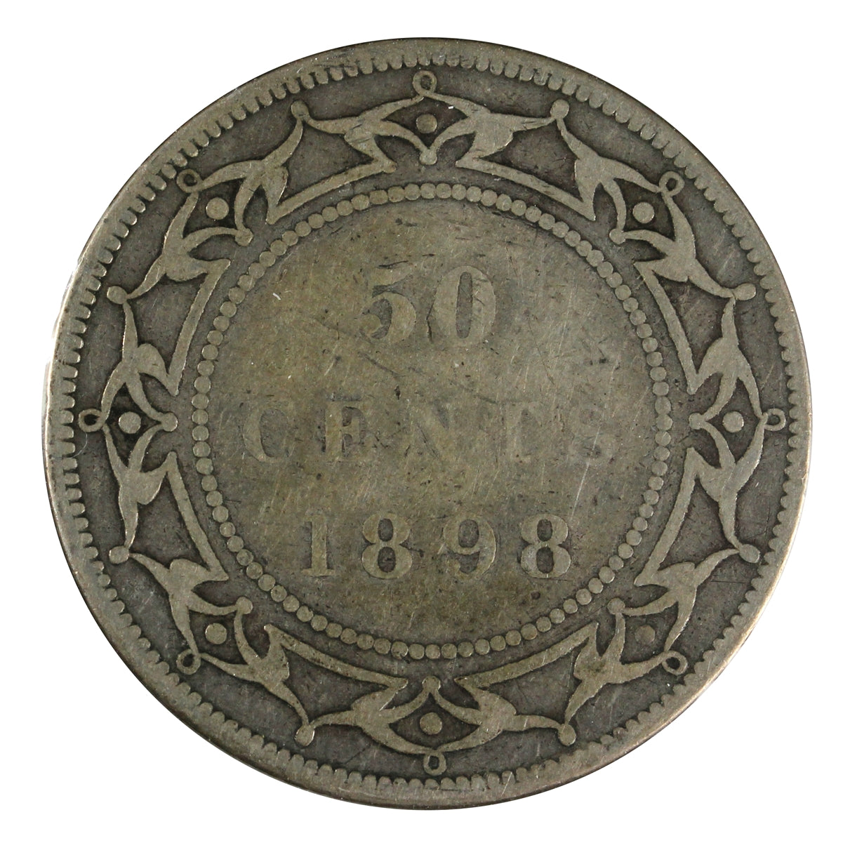 1898 Obv. 2 Small W Newfoundland 50-cents Good (G4)