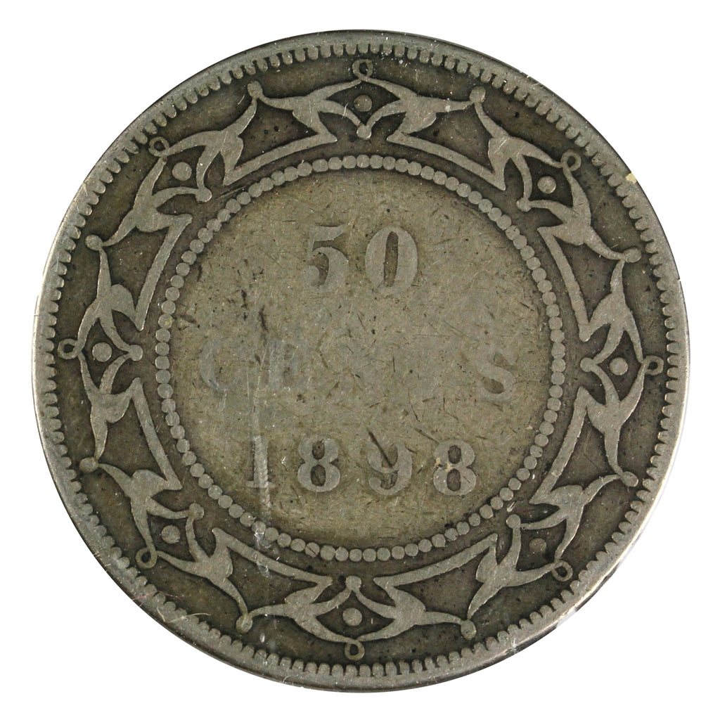 1898 Obv. 2 Small W Newfoundland 50-cents About Good (AG3)
