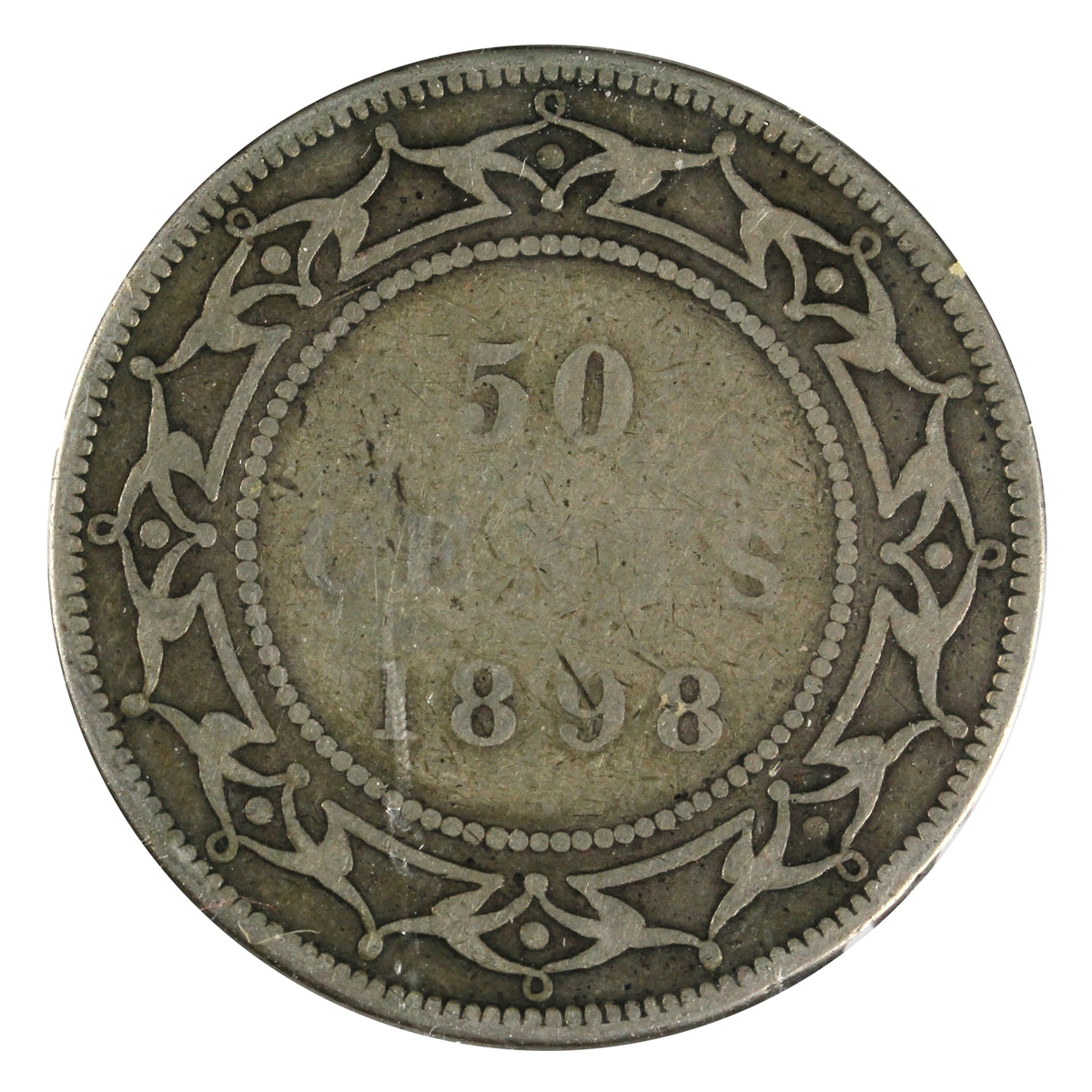1898 Obv. 2 Small W Newfoundland 50-cents About Good (AG3)