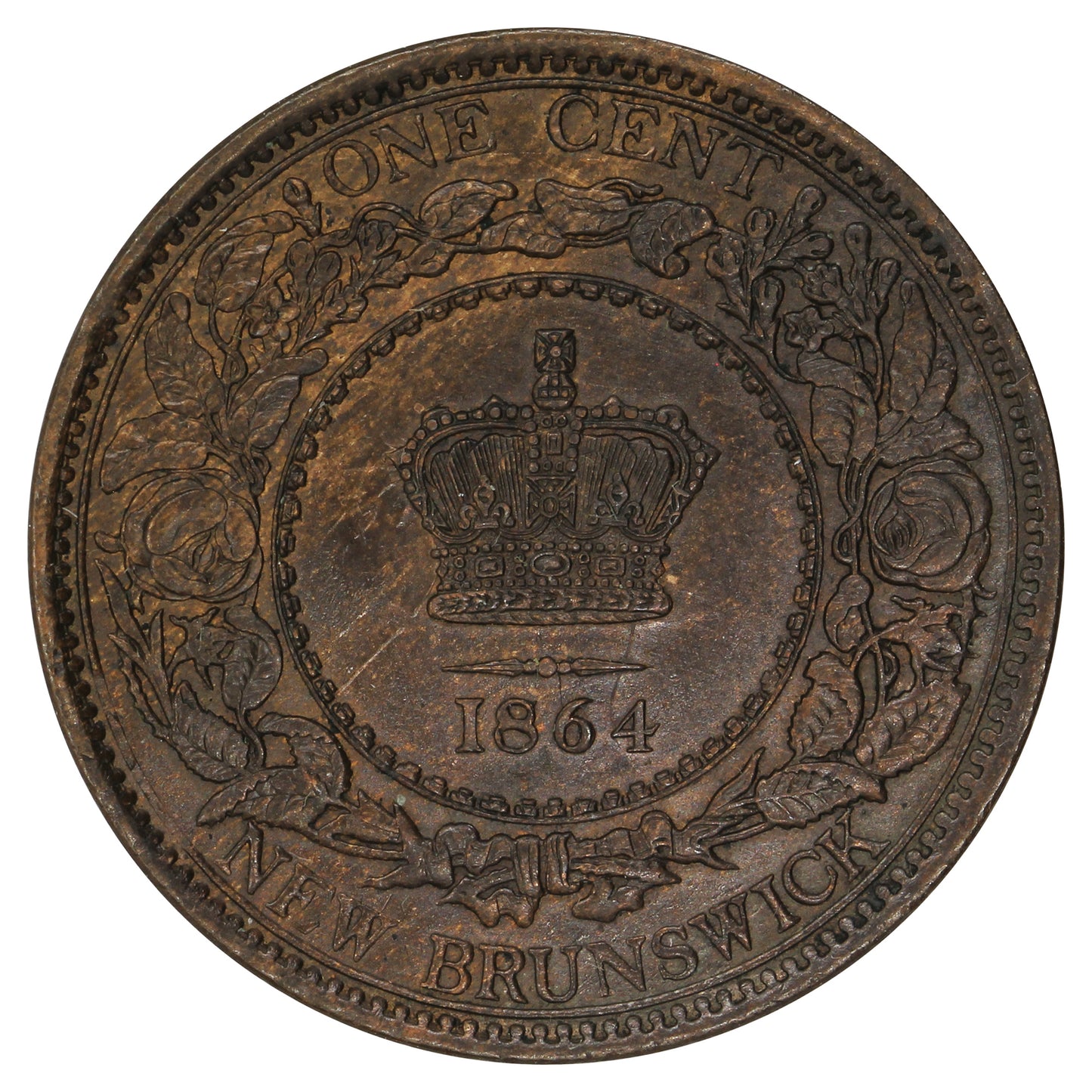 1864 Tall 6 New Brunswick 1-cent UNC+ (MS62) $