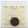 1941C Re-engraved Newfoundland 1-cent ICCS Certified VF30