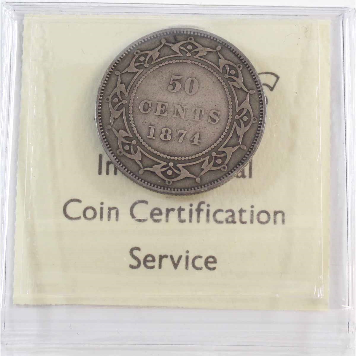 1874 Newfoundland 50-cents ICCS Certified F12