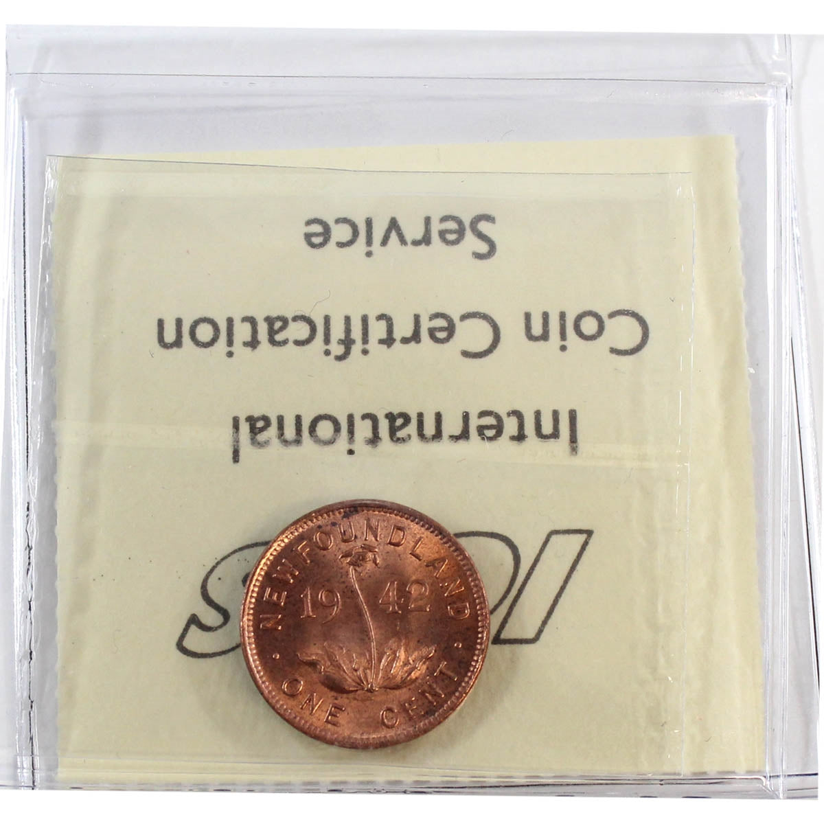 1942 Newfoundland 1-cent ICCS Certified MS63 Red