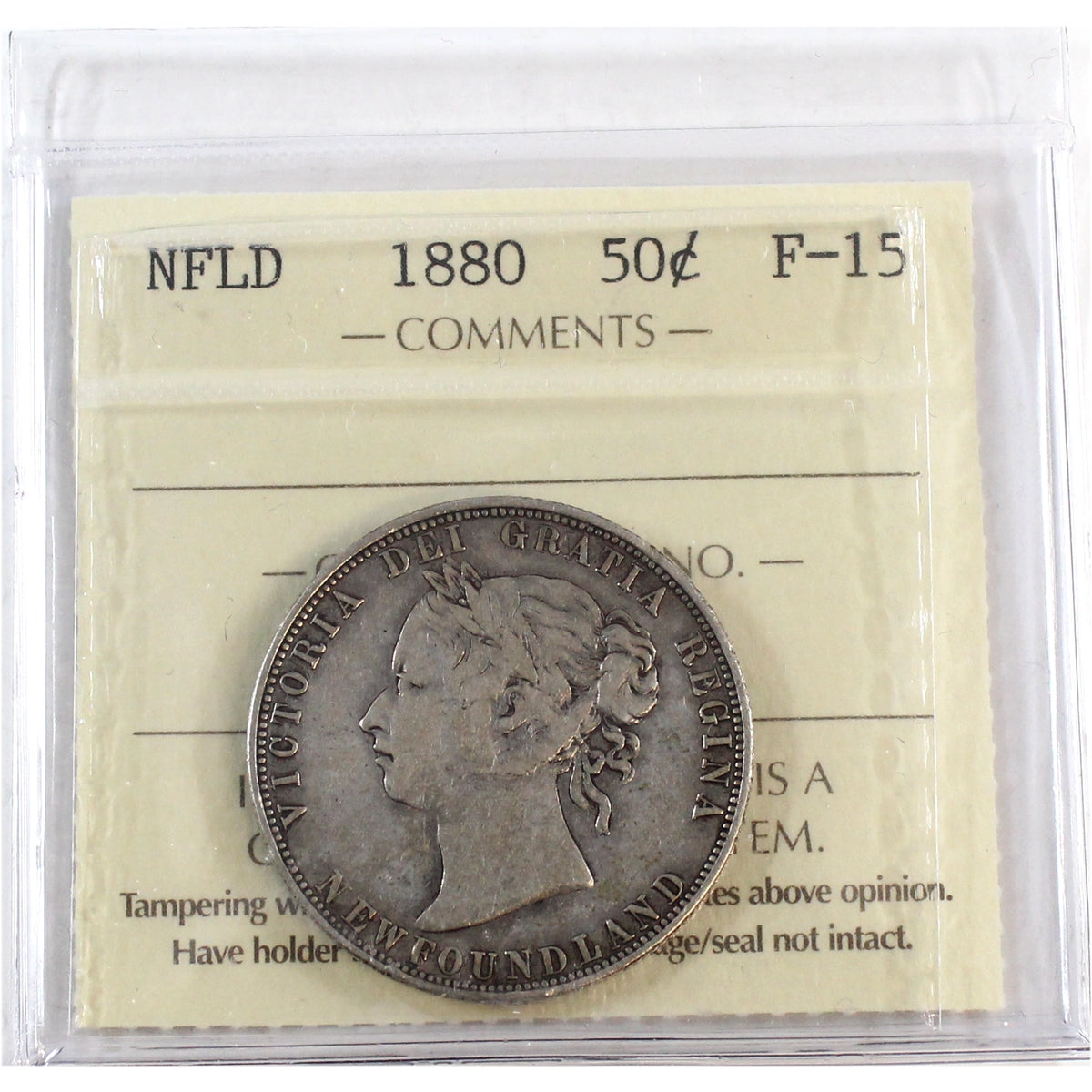 1880 Newfoundland 50-cents ICCS Certified F15
