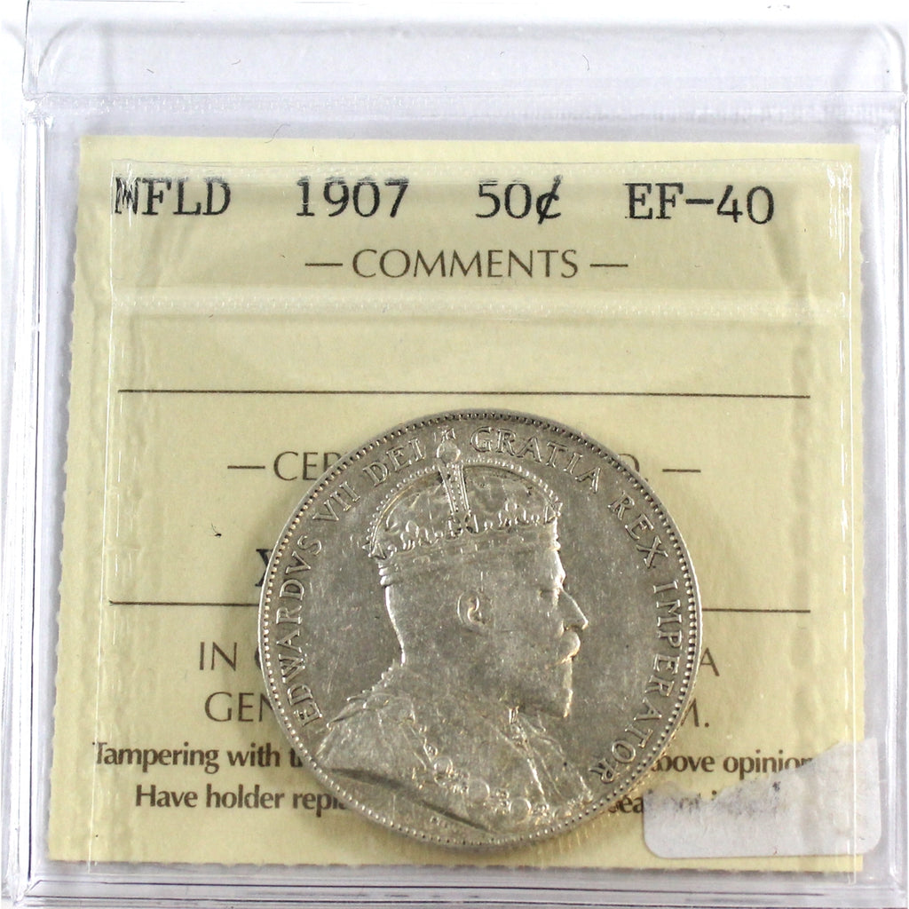 1907 Newfoundland 50-cents ICCS Certified EF40